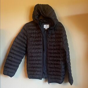 Class Club boys Black quilted Puffer hoodie Jacket size 10/12
